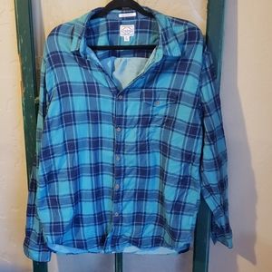 Lucky Brand XL California fit blue cotton flannel